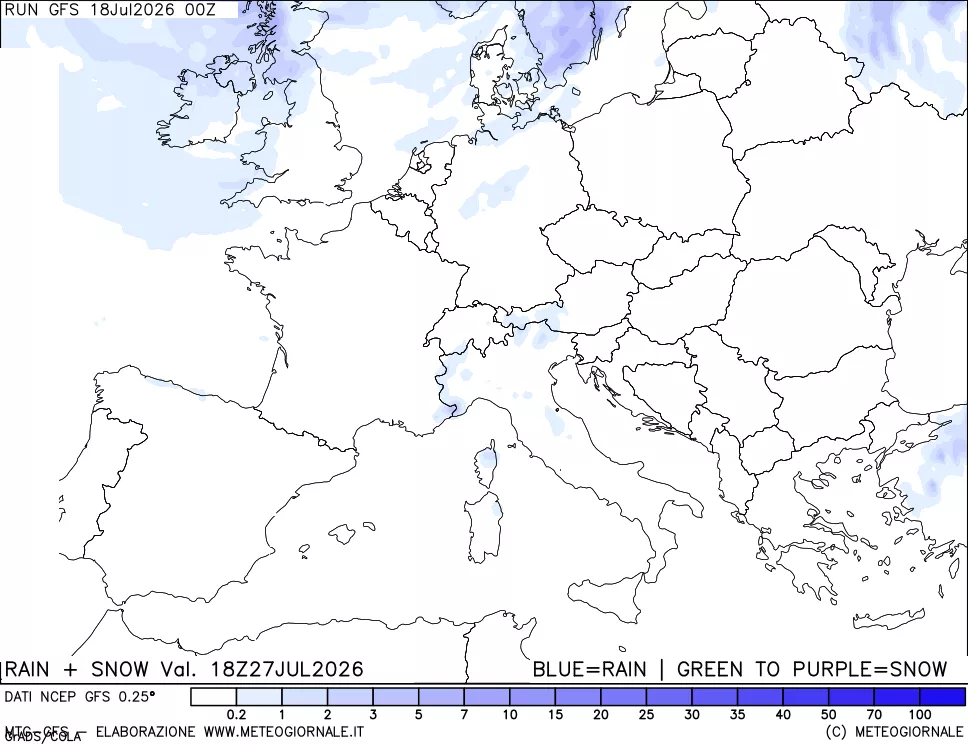 mappa Precipitazioni totali e nevose