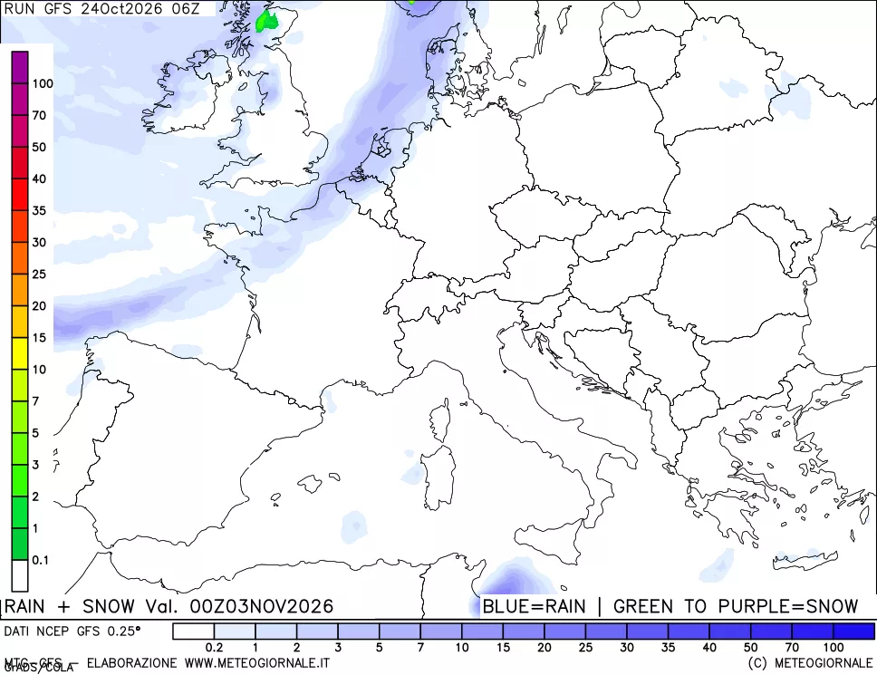 mappa Precipitazioni totali e nevose