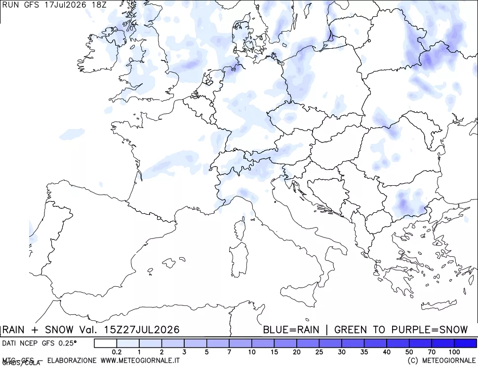 mappa Precipitazioni totali e nevose