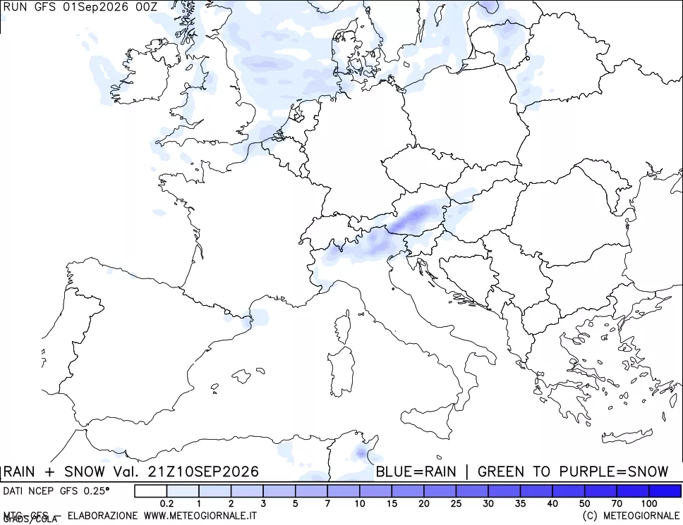 mappa Precipitazioni totali e nevose