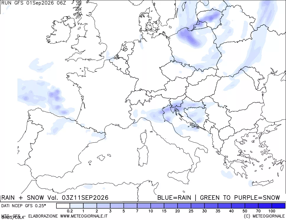 mappa Precipitazioni totali e nevose