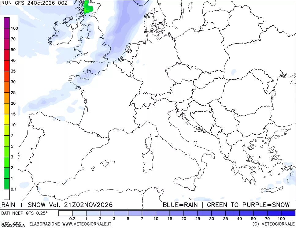 mappa Precipitazioni totali e nevose