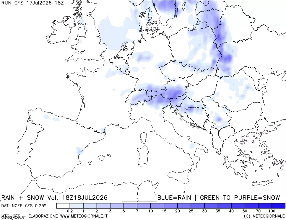 mappa Precipitazioni totali e nevose