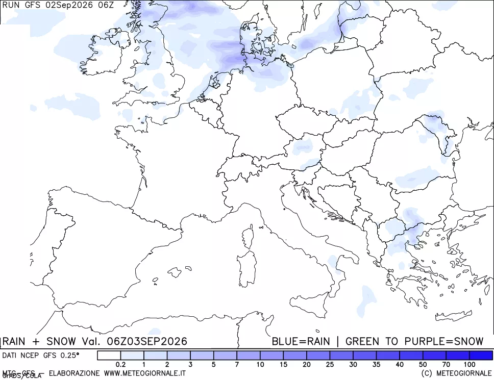 mappa Precipitazioni totali e nevose