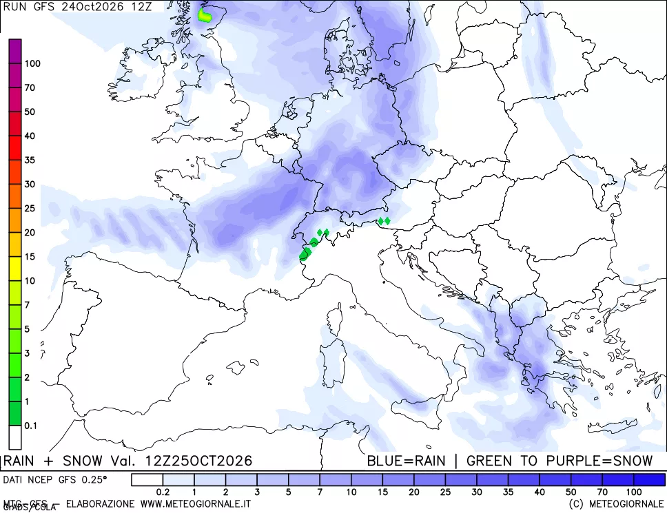 mappa Precipitazioni totali e nevose