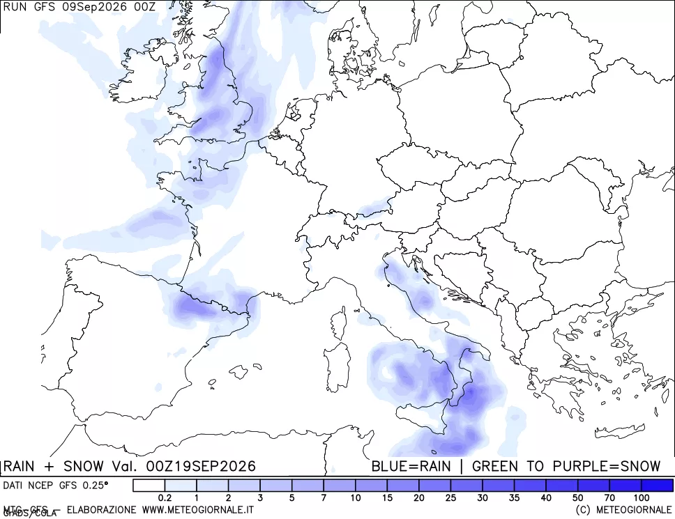 mappa Precipitazioni totali e nevose