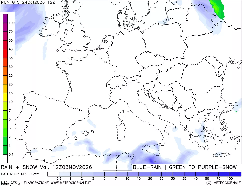 mappa Precipitazioni totali e nevose