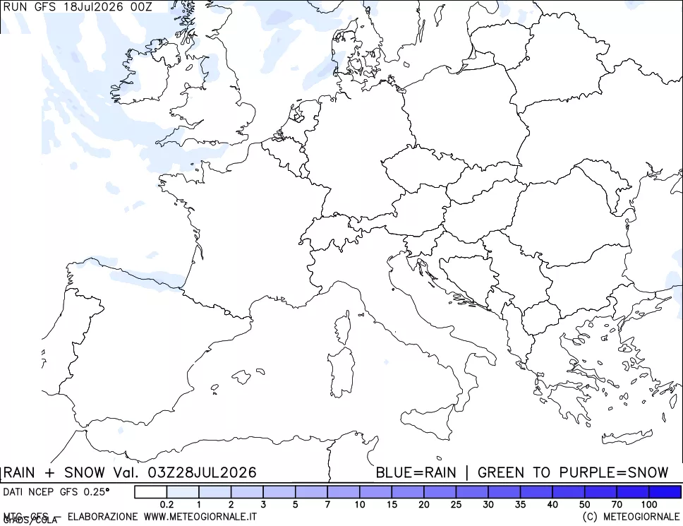 mappa Precipitazioni totali e nevose