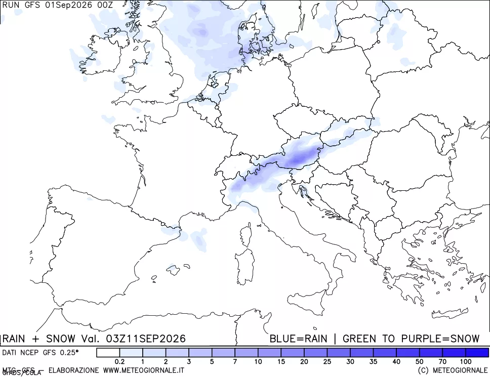 mappa Precipitazioni totali e nevose