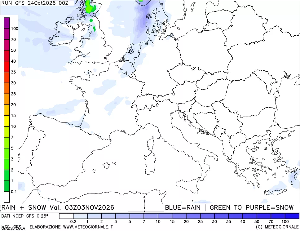 mappa Precipitazioni totali e nevose
