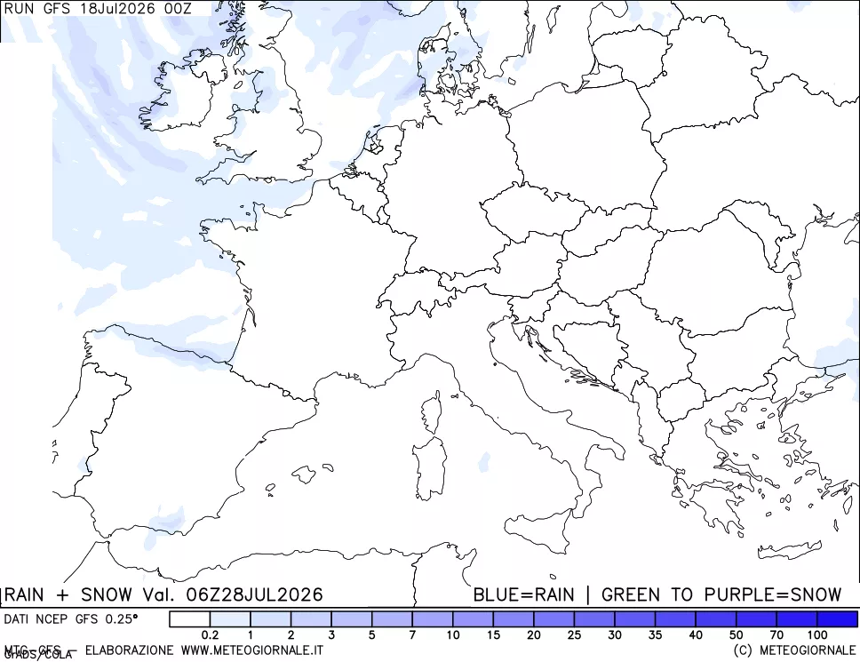 mappa Precipitazioni totali e nevose