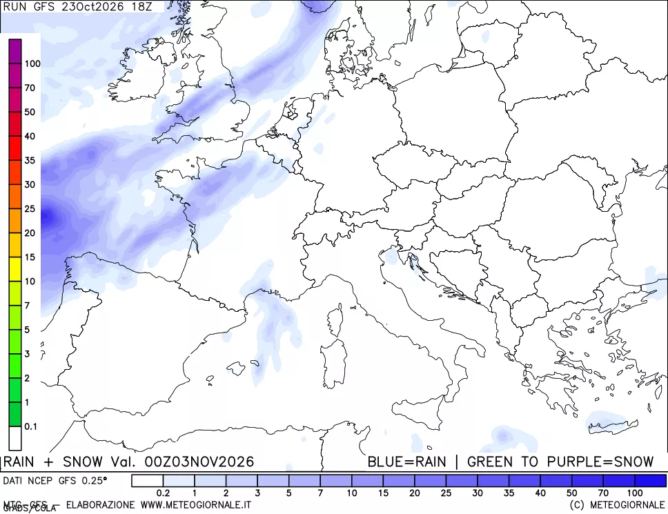 mappa Precipitazioni totali e nevose