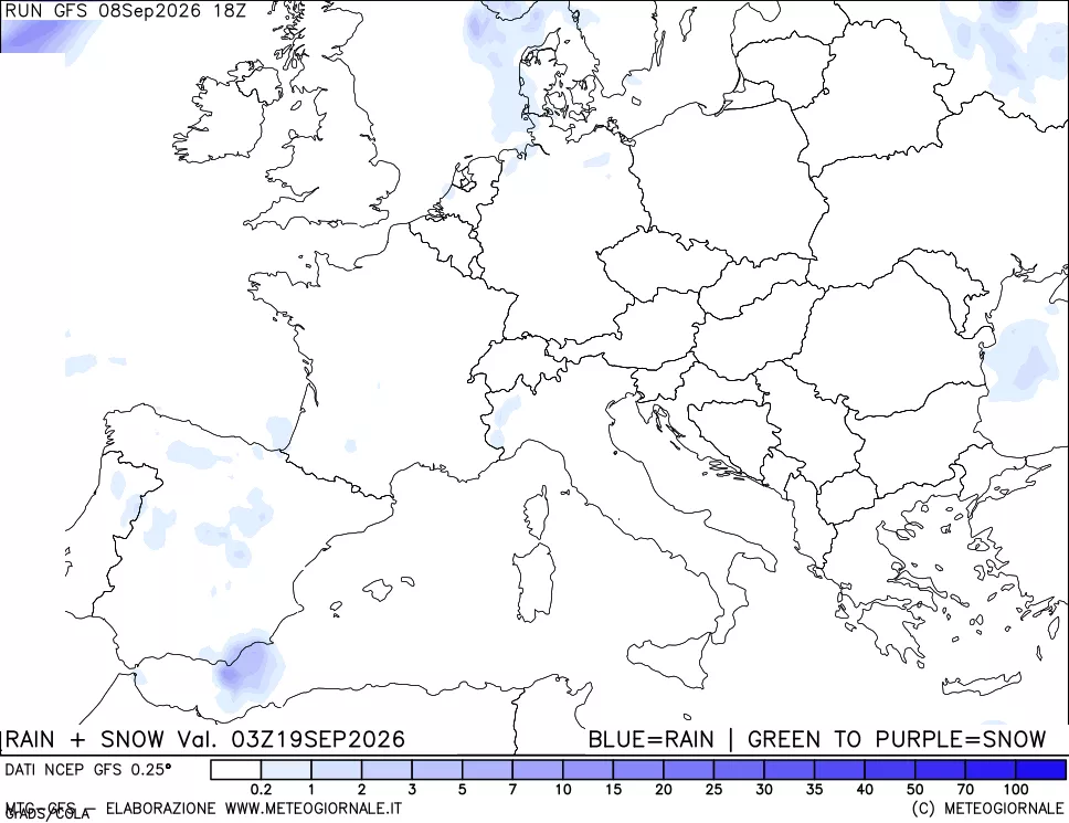 mappa Precipitazioni totali e nevose