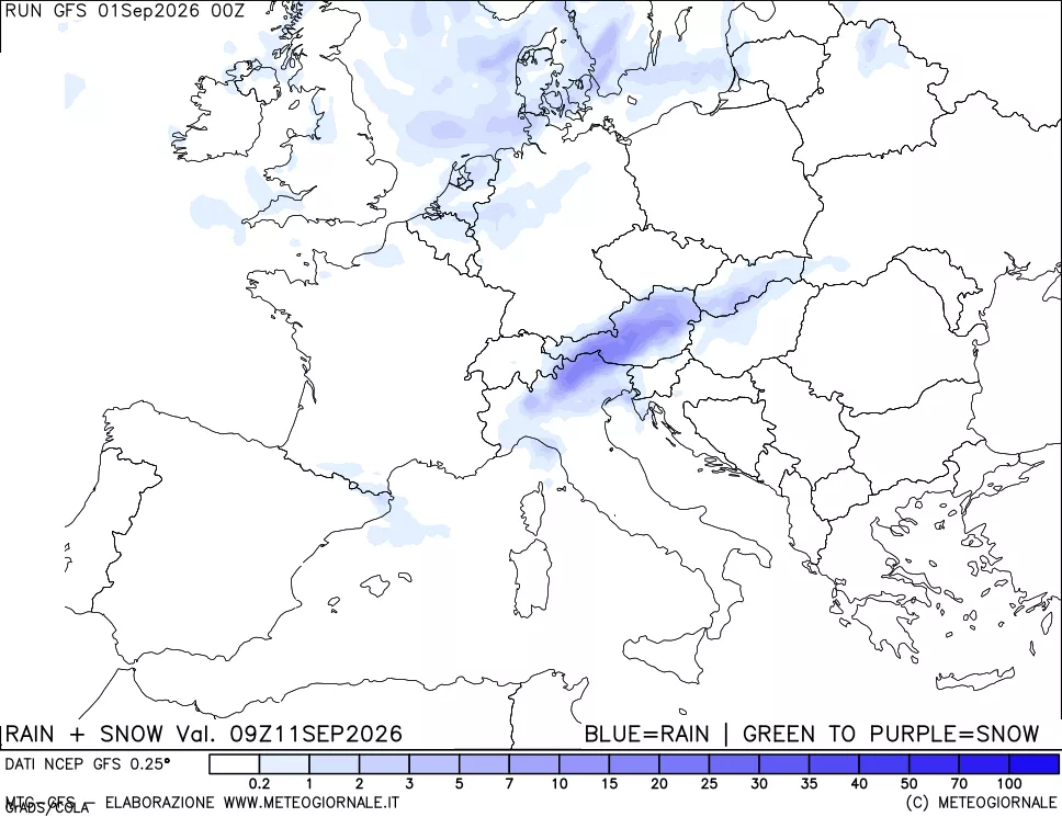 mappa Precipitazioni totali e nevose