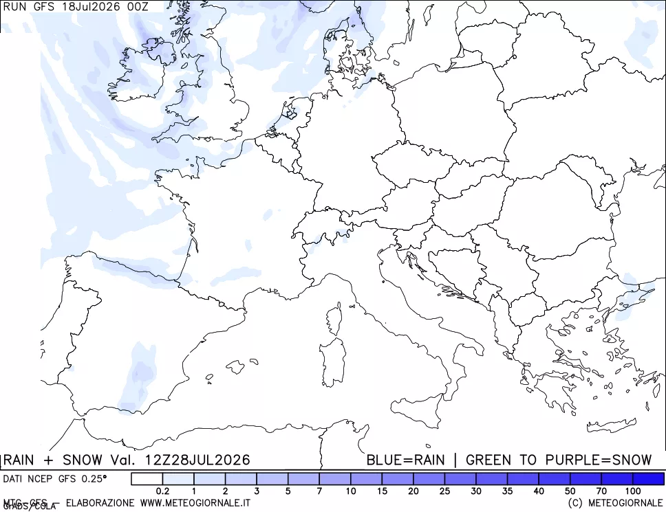 mappa Precipitazioni totali e nevose