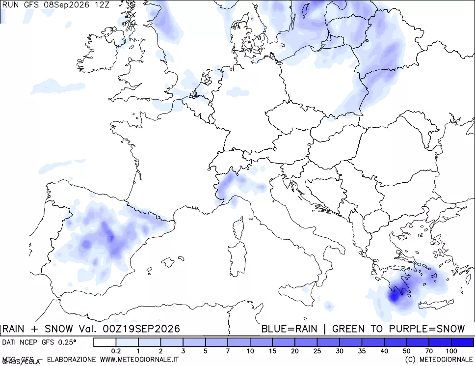 mappa Precipitazioni totali e nevose