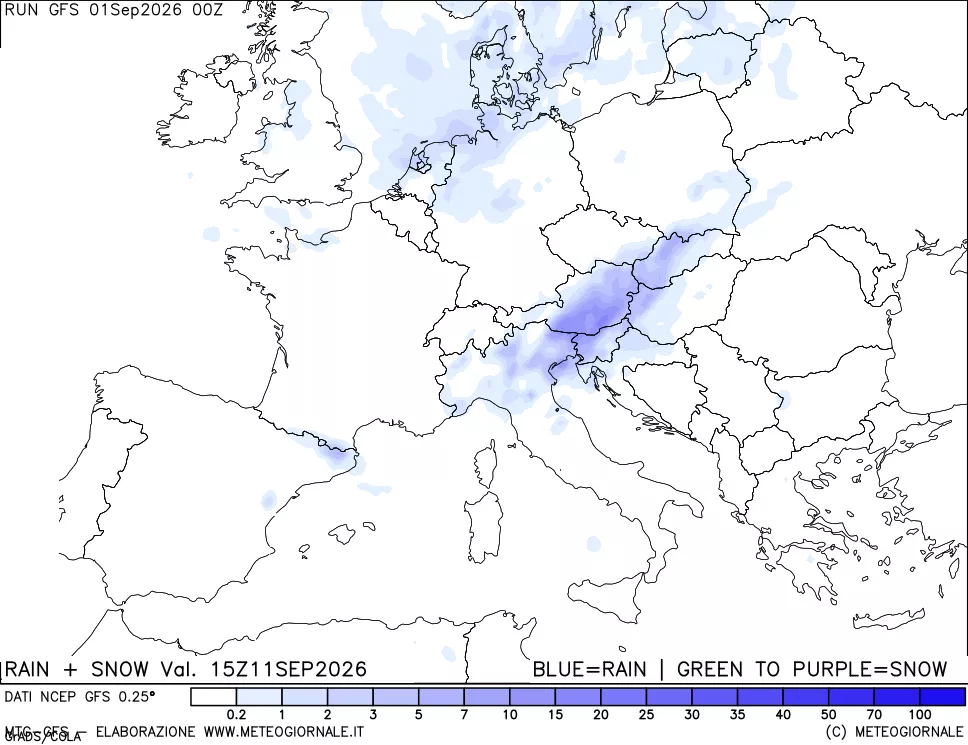mappa Precipitazioni totali e nevose