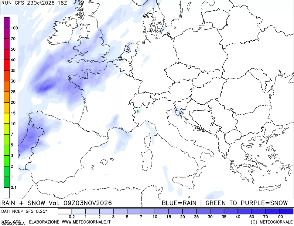 mappa Precipitazioni totali e nevose