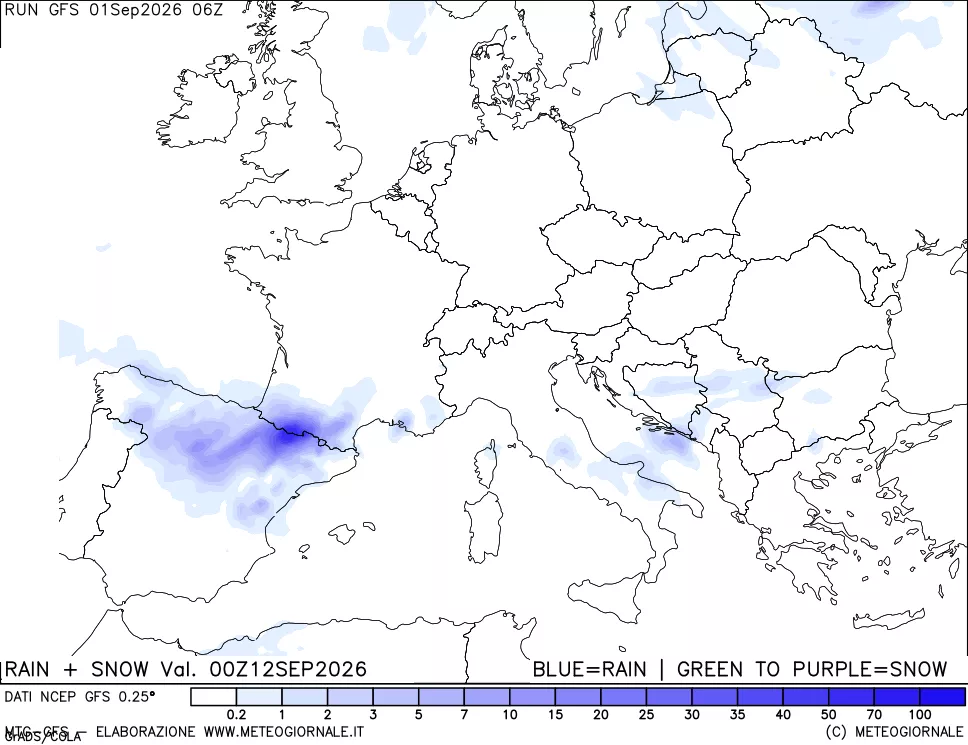 mappa Precipitazioni totali e nevose