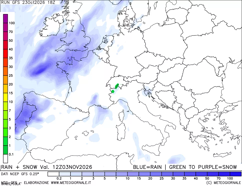 mappa Precipitazioni totali e nevose