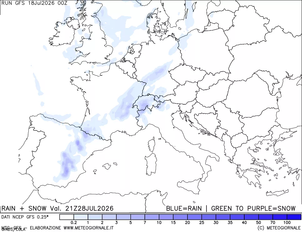 mappa Precipitazioni totali e nevose