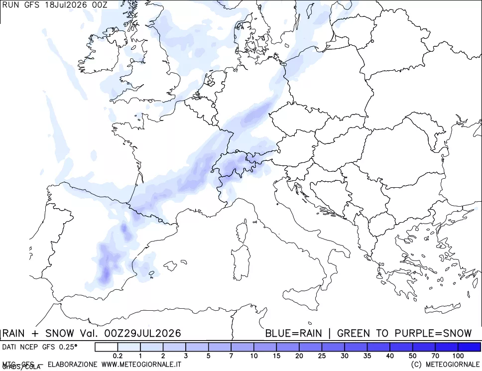 mappa Precipitazioni totali e nevose