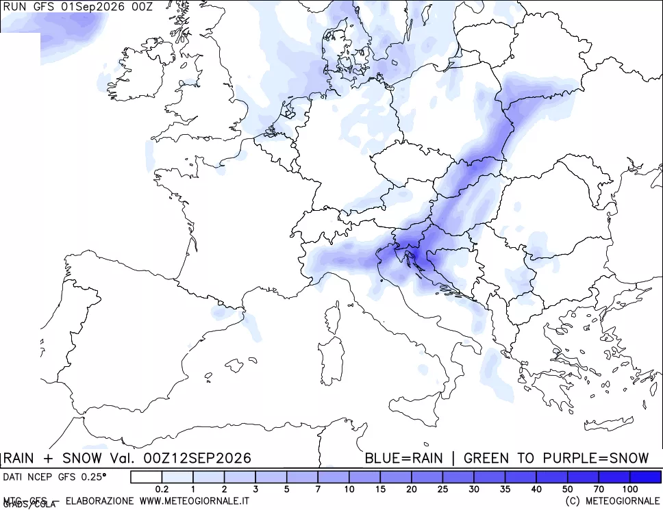 mappa Precipitazioni totali e nevose