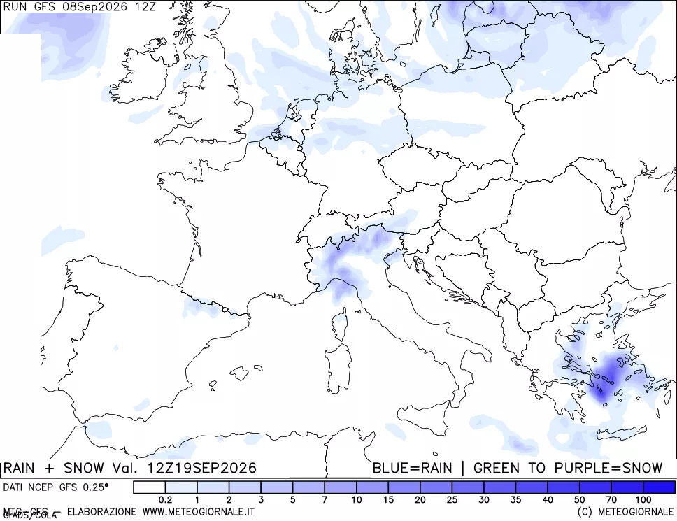 mappa Precipitazioni totali e nevose