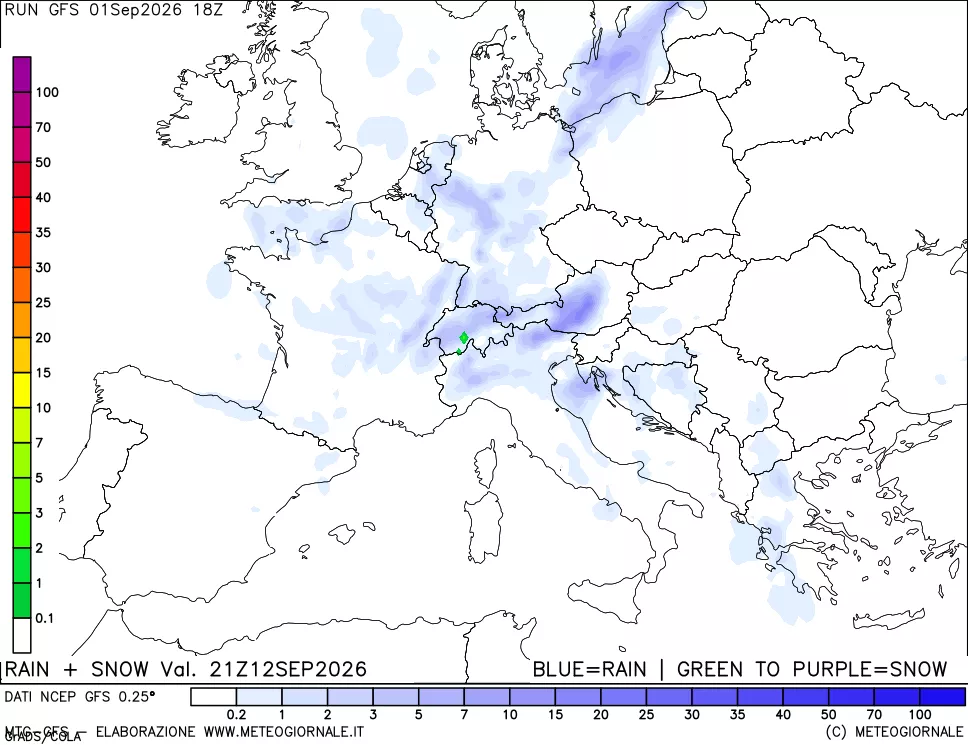 mappa Precipitazioni totali e nevose