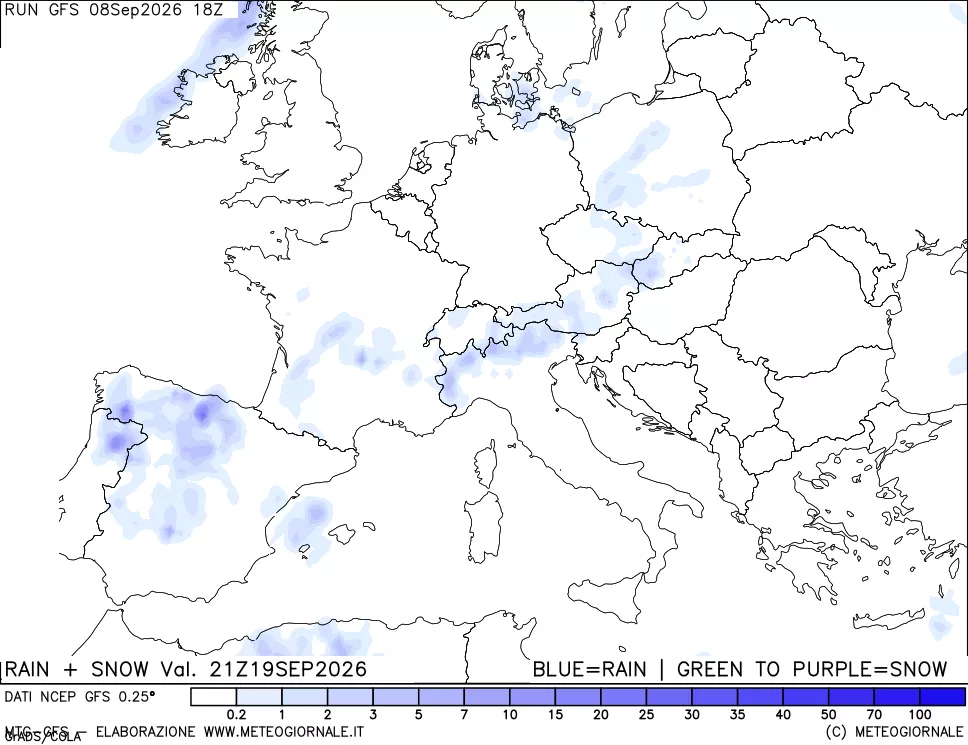mappa Precipitazioni totali e nevose