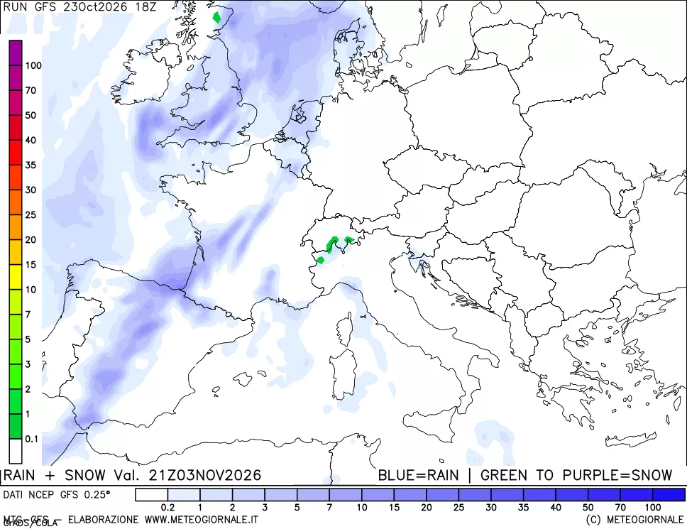 mappa Precipitazioni totali e nevose