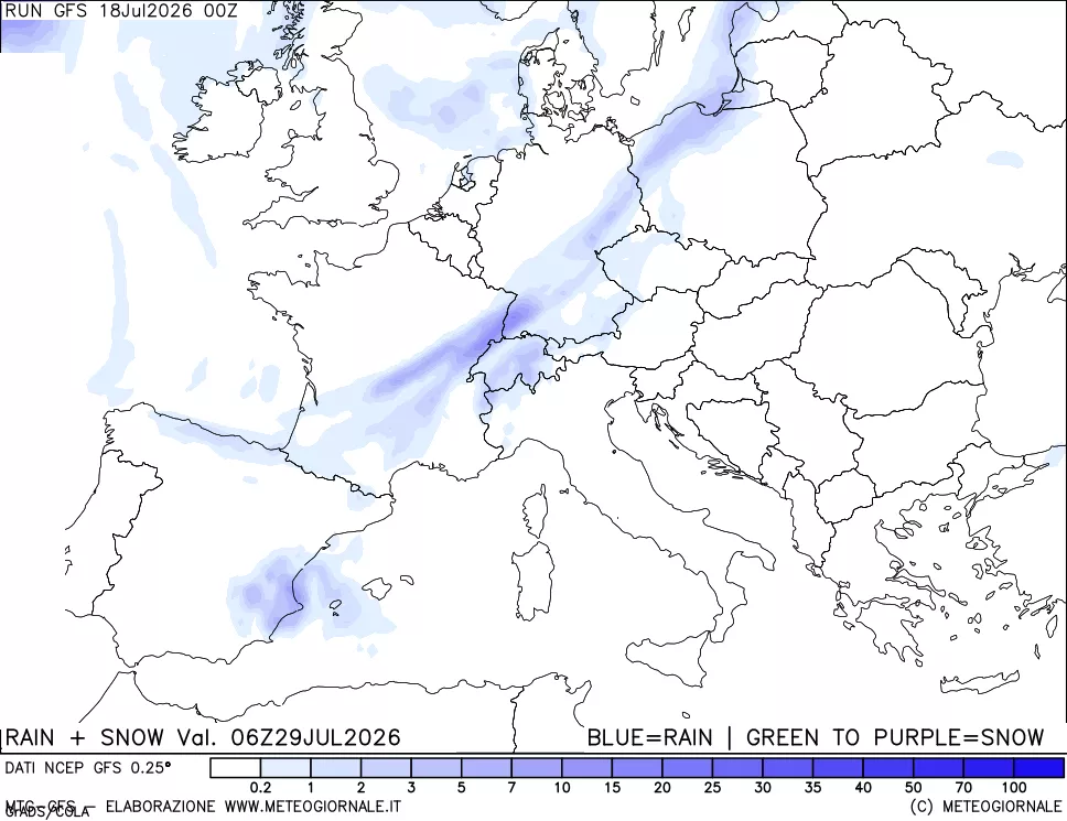 mappa Precipitazioni totali e nevose