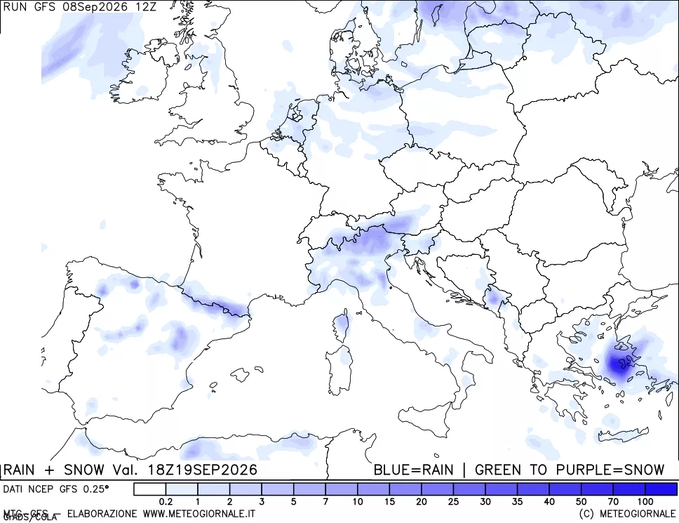 mappa Precipitazioni totali e nevose