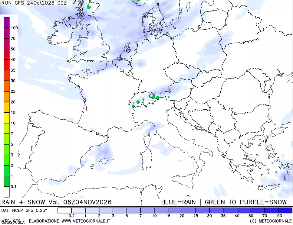 mappa Precipitazioni totali e nevose