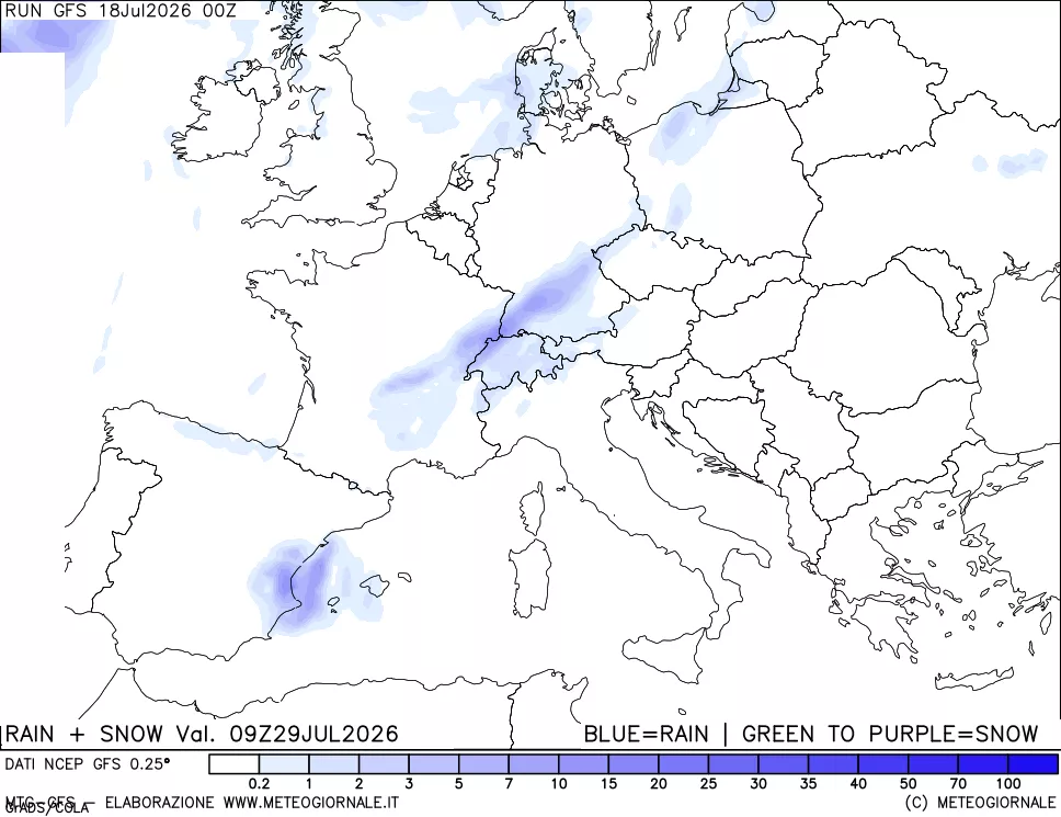 mappa Precipitazioni totali e nevose