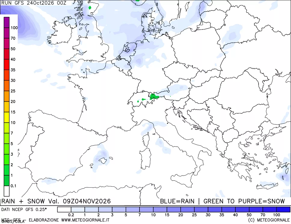 mappa Precipitazioni totali e nevose