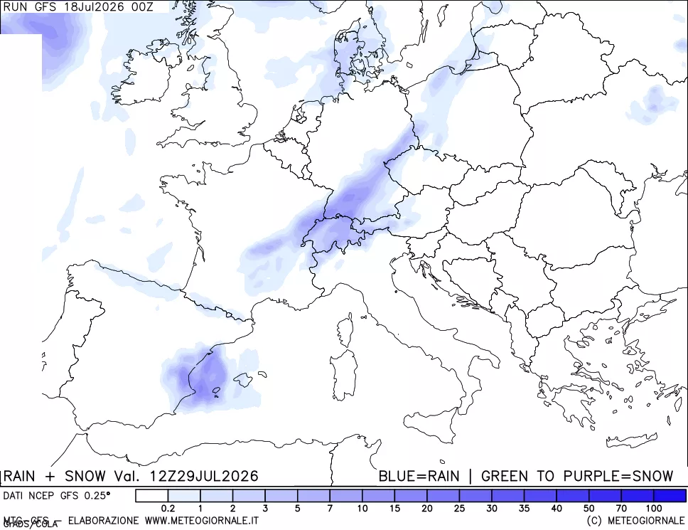 mappa Precipitazioni totali e nevose