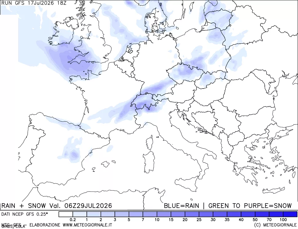 mappa Precipitazioni totali e nevose