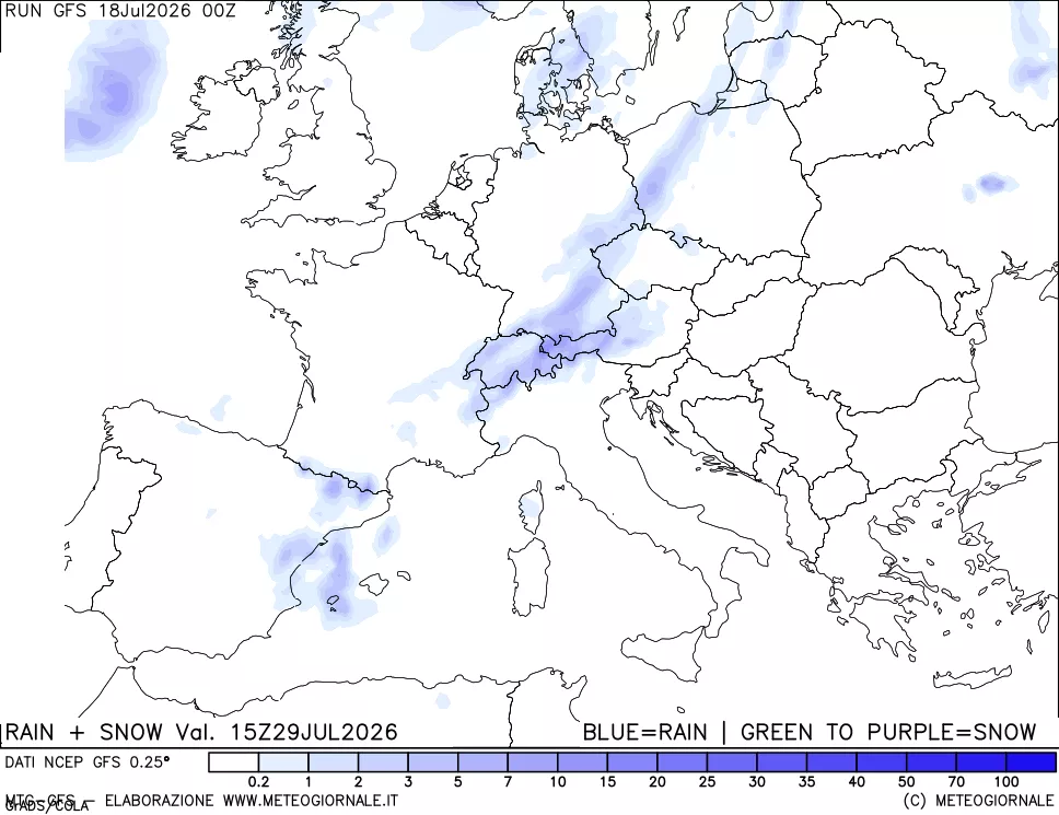 mappa Precipitazioni totali e nevose