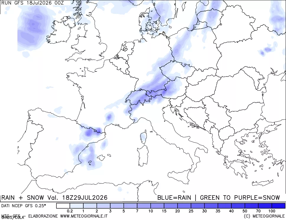 mappa Precipitazioni totali e nevose