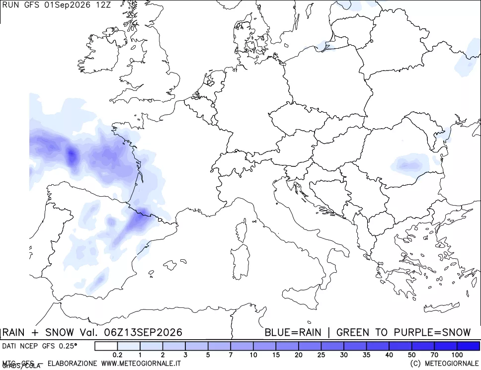 mappa Precipitazioni totali e nevose