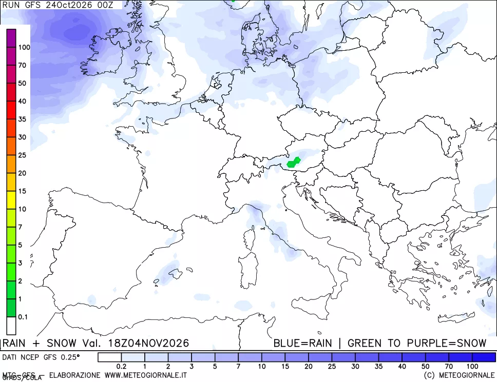 mappa Precipitazioni totali e nevose