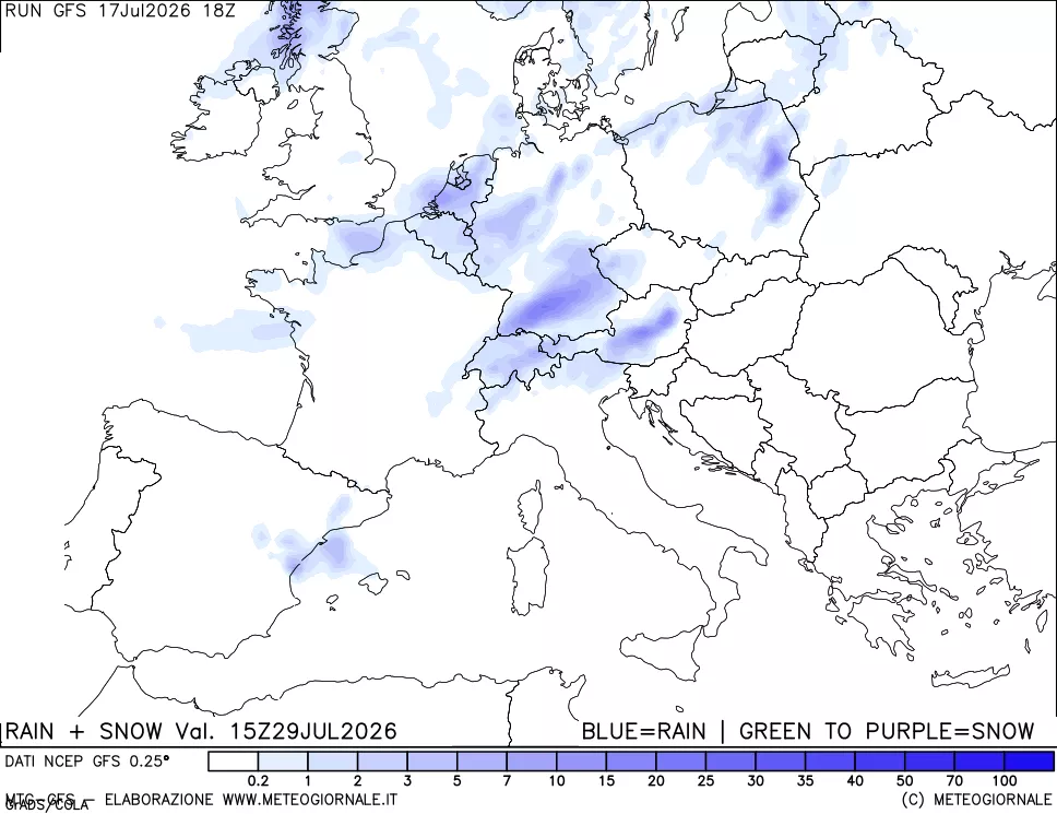 mappa Precipitazioni totali e nevose