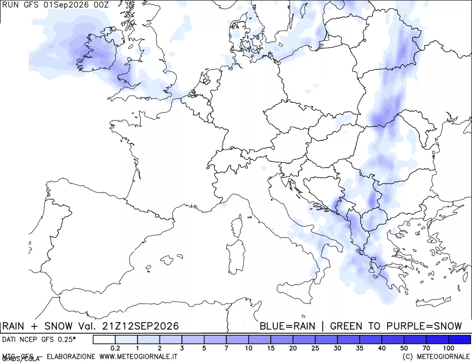 mappa Precipitazioni totali e nevose