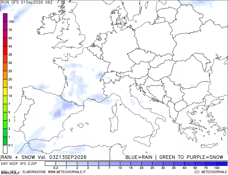 mappa Precipitazioni totali e nevose