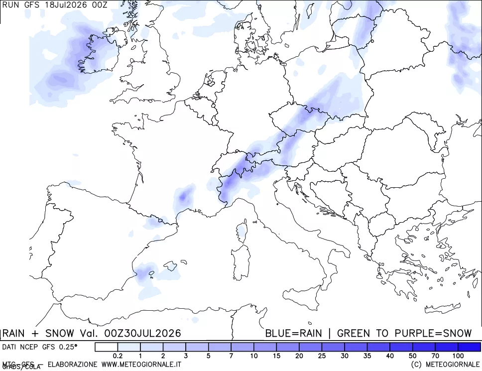 mappa Precipitazioni totali e nevose