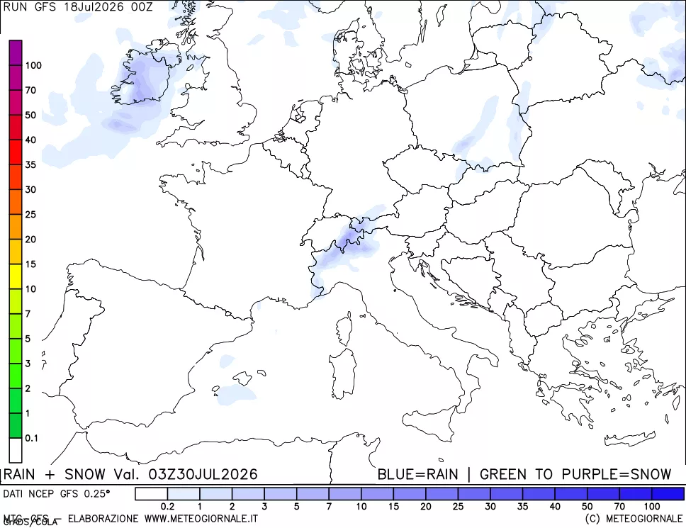 mappa Precipitazioni totali e nevose