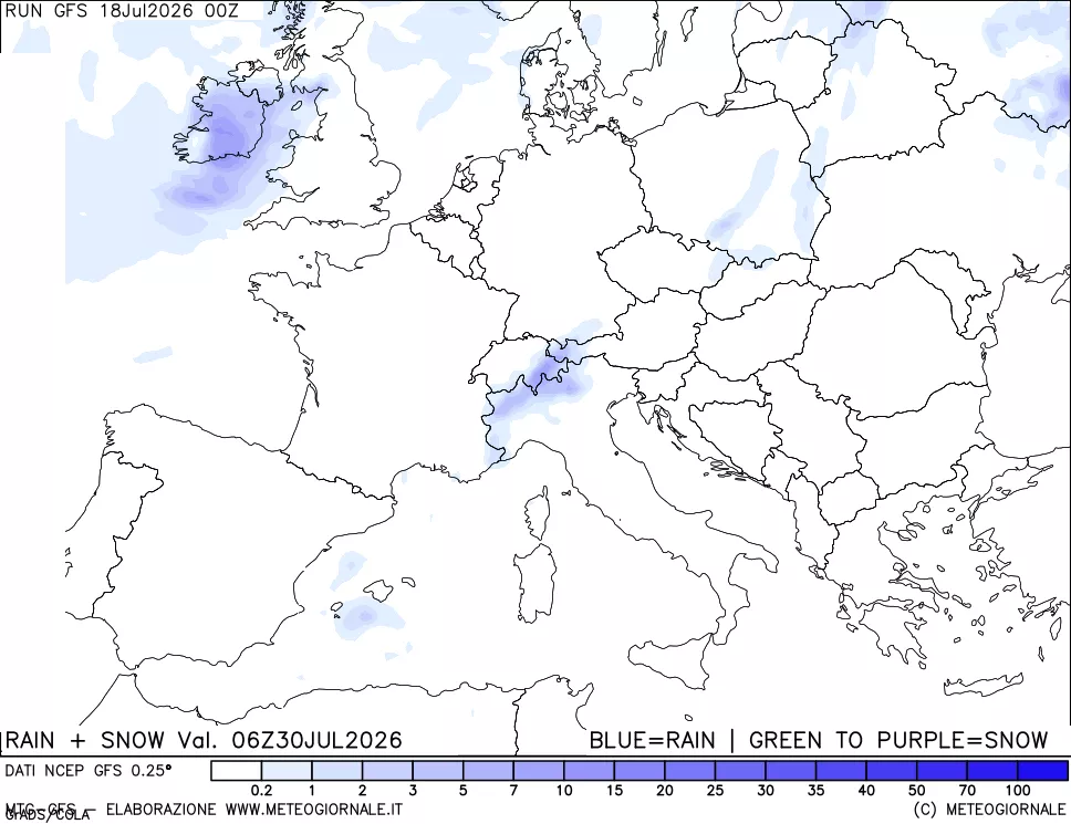 mappa Precipitazioni totali e nevose