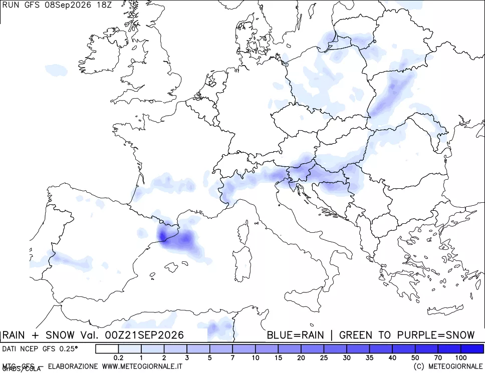 mappa Precipitazioni totali e nevose