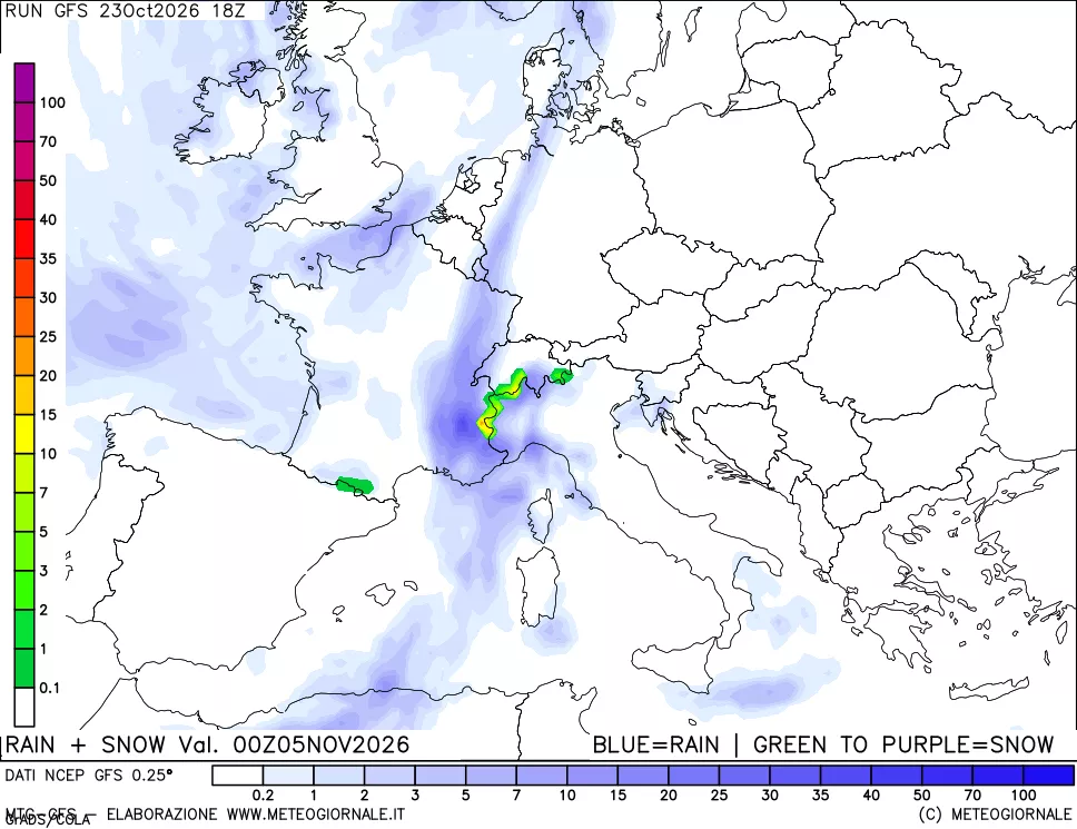 mappa Precipitazioni totali e nevose
